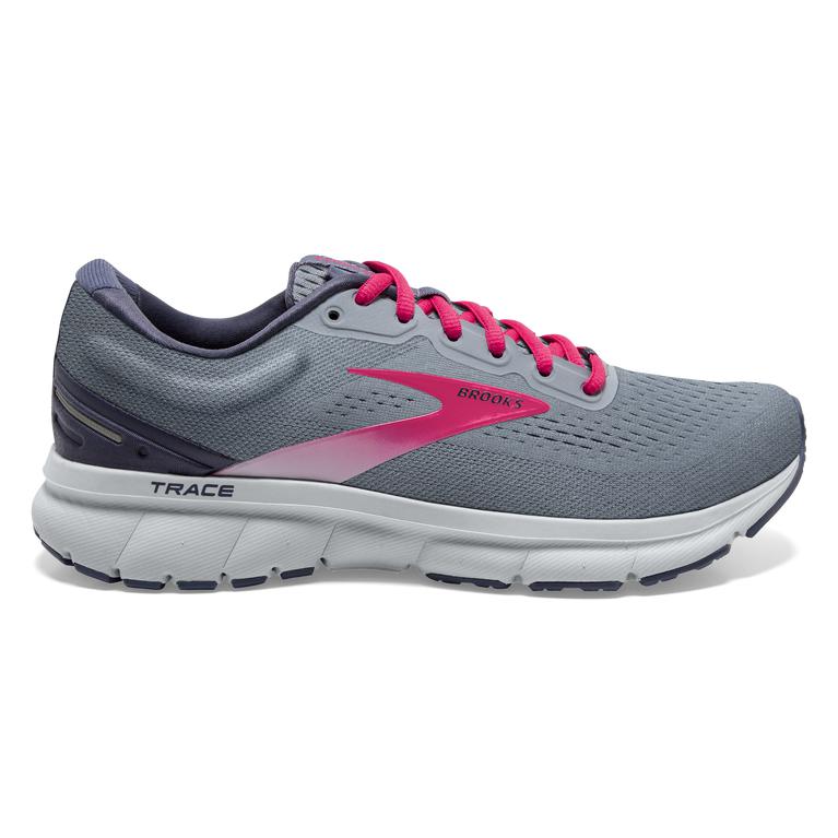 Brooks Womens Trace Adaptive Road Running Shoes - Grey/Nightshadow/Raspberry (483905-GXK)